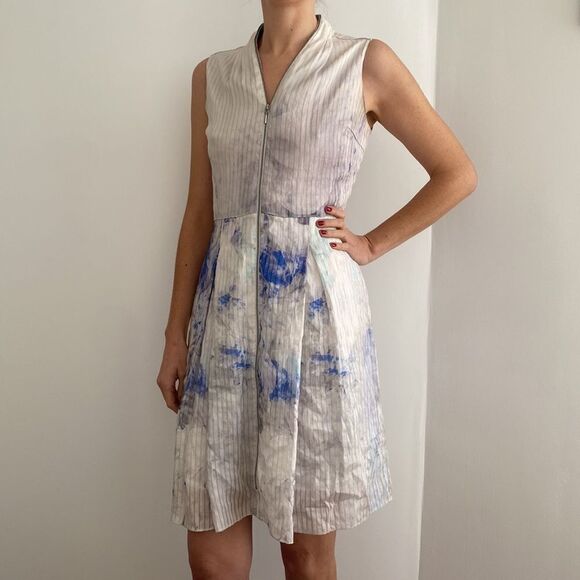 Elie Tahari Watercolor Zip Front Dress Size 4 - Picture 1 of 8
